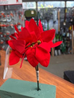 Poinsettia Red Artificial Flower Christmas Decoration - Set of 5