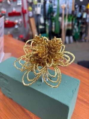 Glitter Leaf Cones Gold Christmas Decoration x1