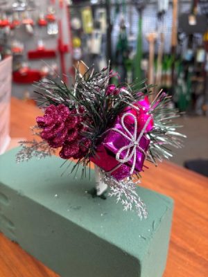 Fuchsia Pine Cone Christmas Decoration x1