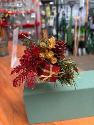 Red/Gold Poinsettia Christmas Decoration x1