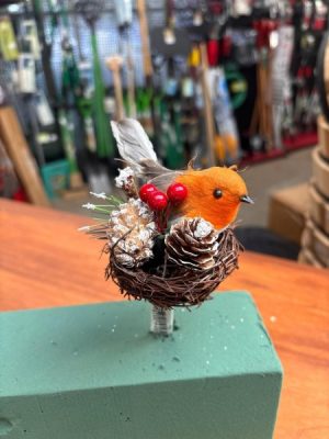 Robin In Nest Christmas Decoration x1
