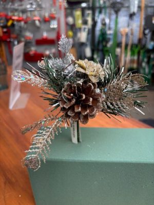 Silver Pine Christmas Decoration x1