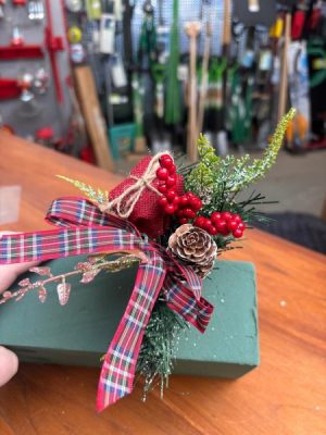 Tartan Bow Christmas Decoration x1